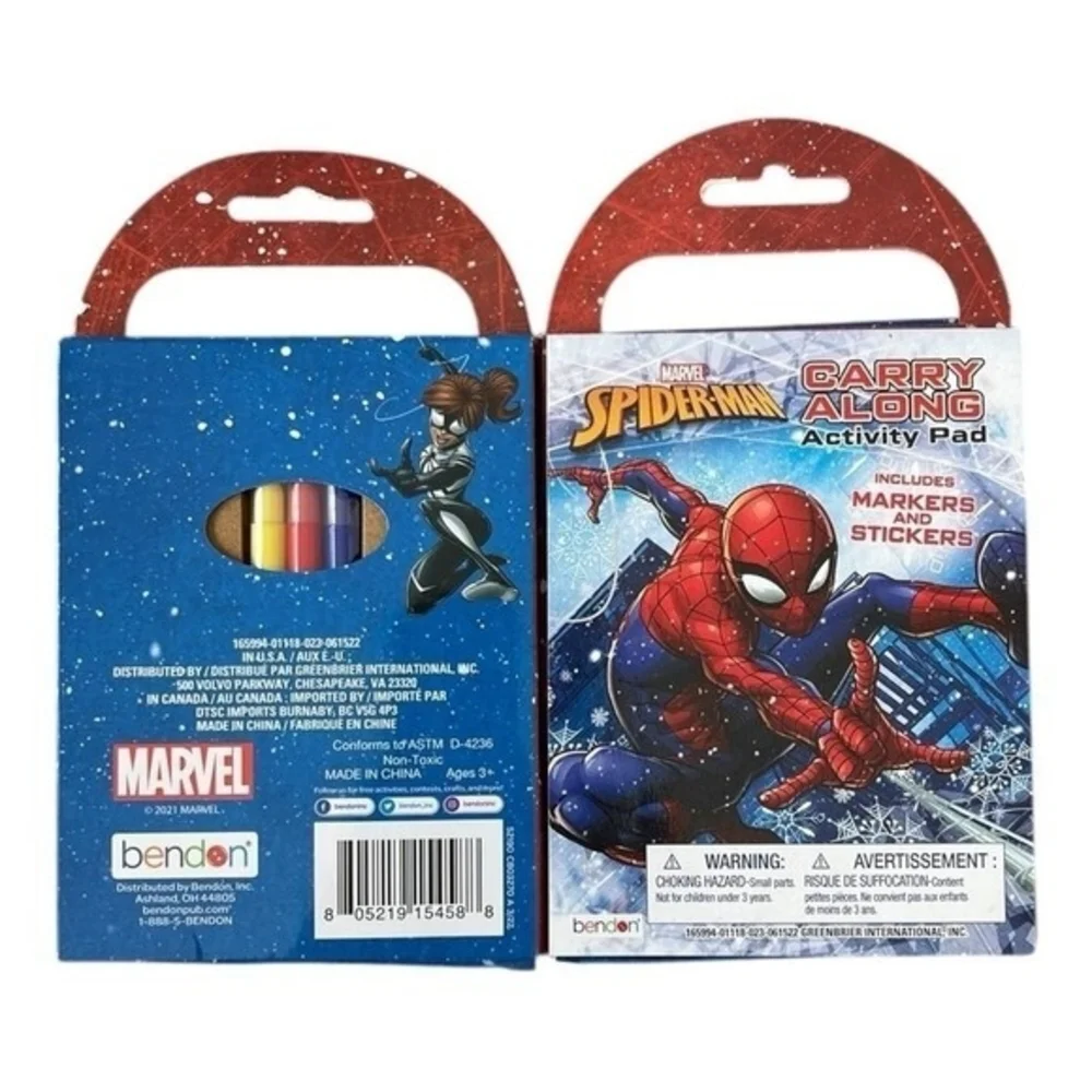 2x Marvel Spider-Man Carry Along Activity Pads Set Markers Stickers Travel Toy